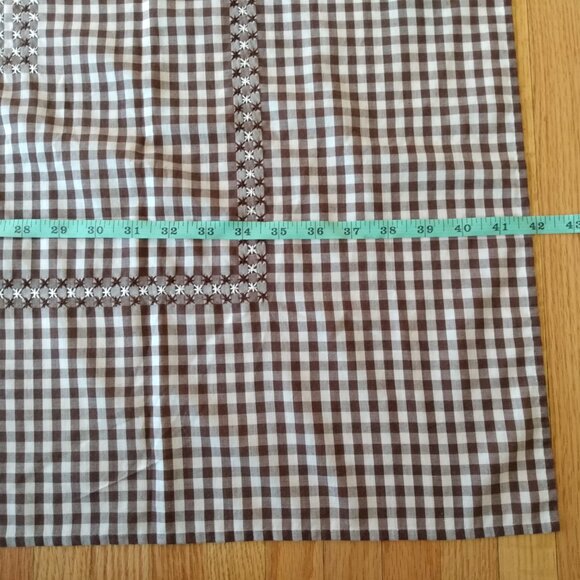Vintage Brown Gingham Tablecloth Star Hand Stitched Cottagecore Farmhouse Decor - Picture 7 of 10